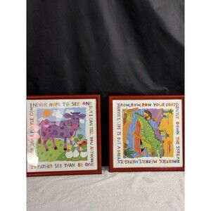 Matching Professionally Framed Kids Art Red Frames Sz 12X12.5X.75